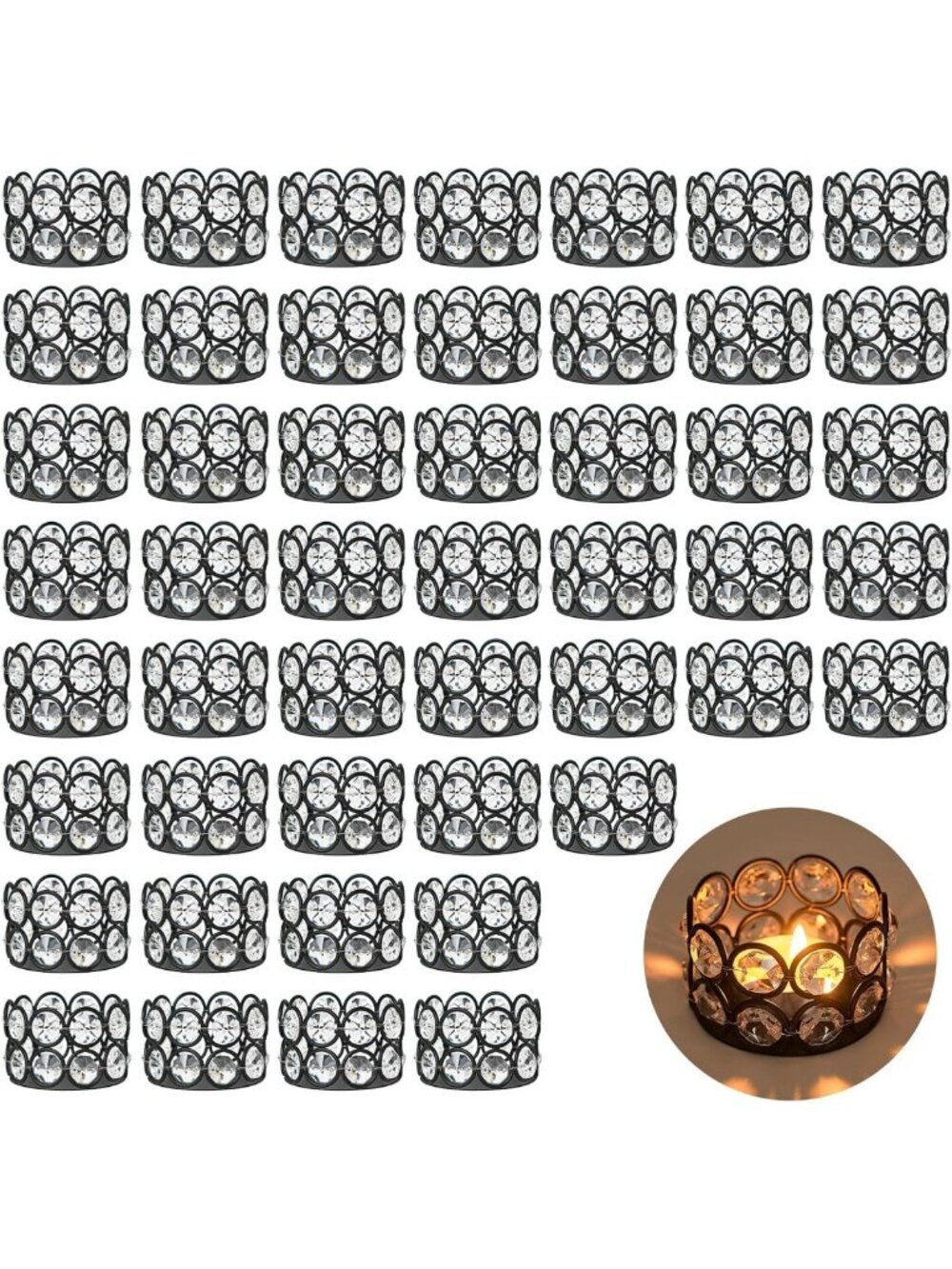 Elegant Crystal Tea Light Candle Holders - Wedding & Home Centerpiece Decor (48